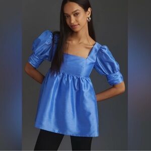 Anthropologie XL Hutch Puff-Sleeve Square-Neck Tunic Top NWT